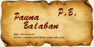 Pauna Balaban vizit kartica
